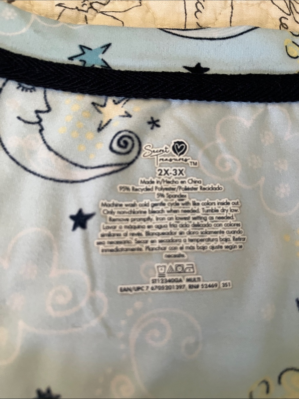 Women's Light Blue Moon & Stars Sleep Tee 2X-3X - Picture 4 of 4